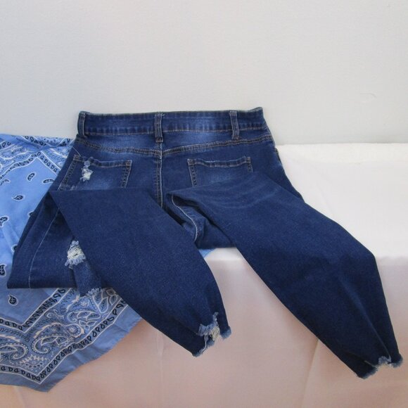 Bamboo Distressed High Rise Stretch Skinny Jeans - Picture 6 of 14